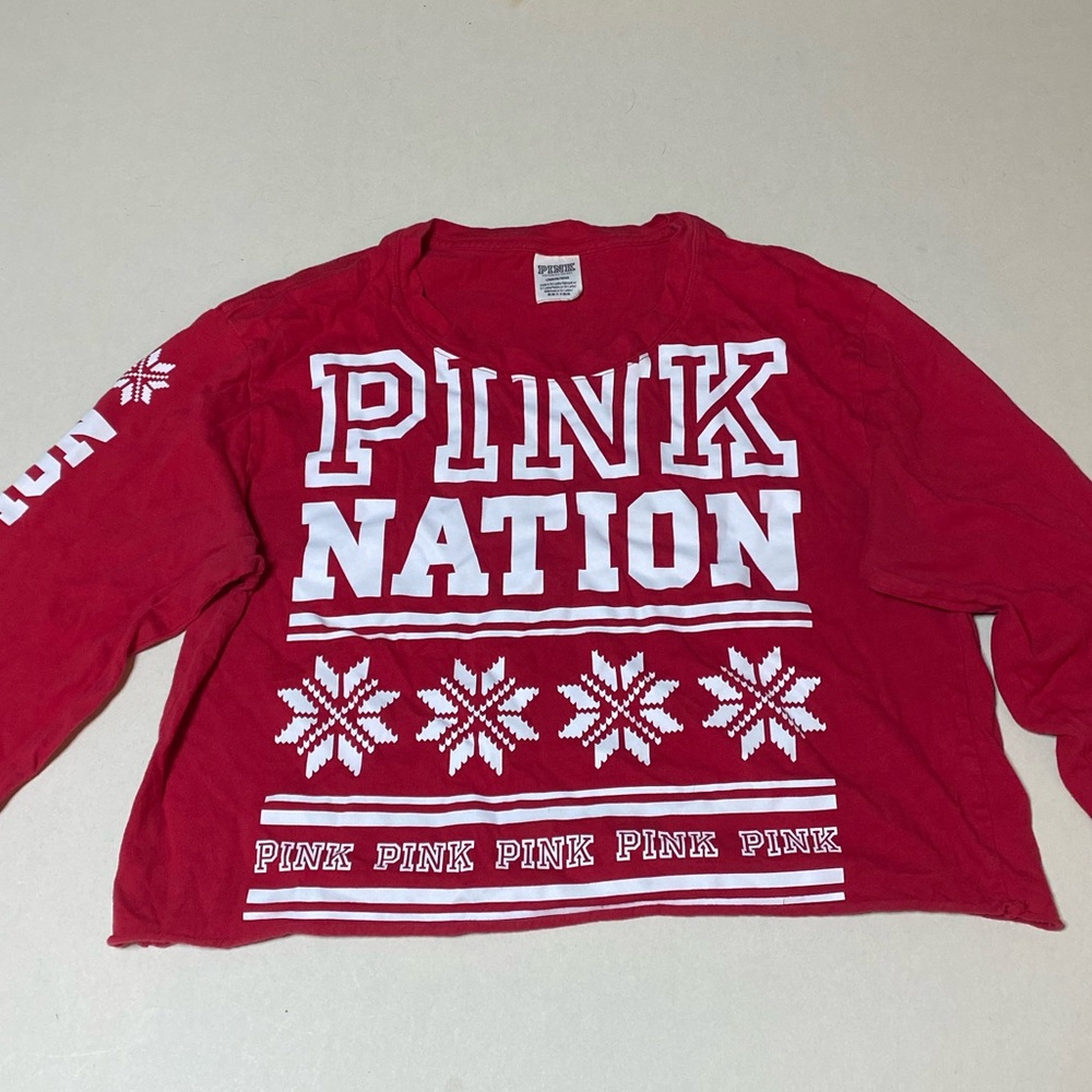 PINK Victoria's Secret Red Graphic Long Sleeve
